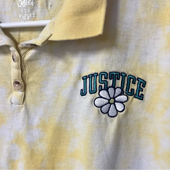 Justice Girls Size xl plus yellow tie dye cinch bottom polo summer embroidered - Picture 2 of 7